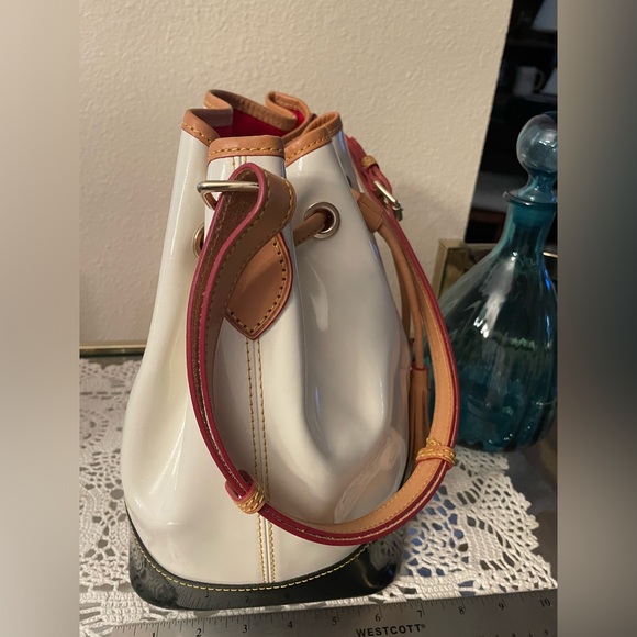 Dooney & Bourke patent leather two tone drawstring bag - Picture 9 of 16